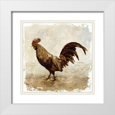 Rooster white border White Modern Wood Framed Art Print with Double Matting by PI Studio
