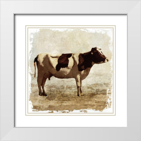 Cow white border White Modern Wood Framed Art Print with Double Matting by PI Studio