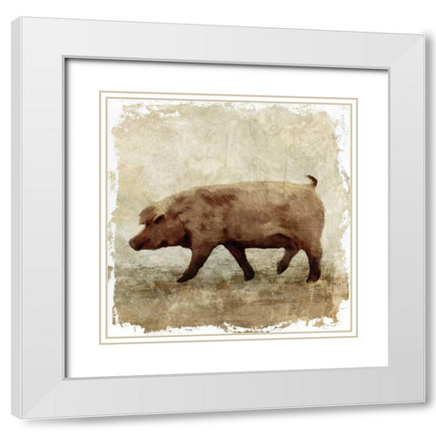 Pig white border White Modern Wood Framed Art Print with Double Matting by PI Studio