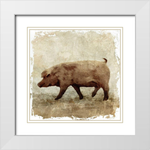 Pig white border White Modern Wood Framed Art Print with Double Matting by PI Studio