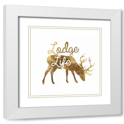 Stag Eating  White Modern Wood Framed Art Print with Double Matting by PI Studio