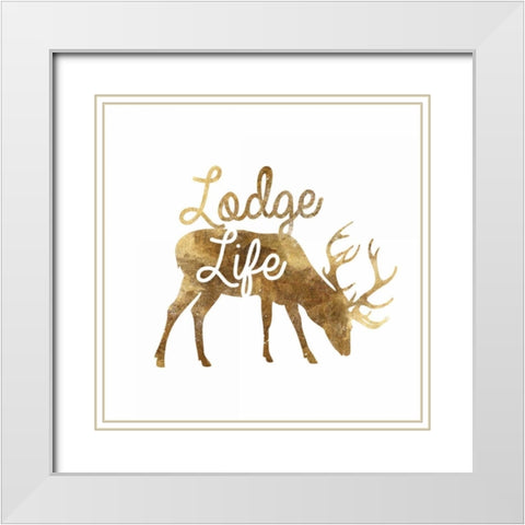 Stag Eating  White Modern Wood Framed Art Print with Double Matting by PI Studio