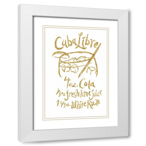 Cuba Libre gold White Modern Wood Framed Art Print with Double Matting by PI Studio