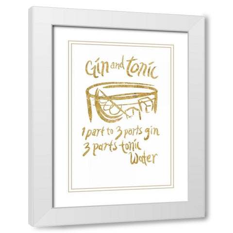 Gin and Tonic gold White Modern Wood Framed Art Print with Double Matting by PI Studio