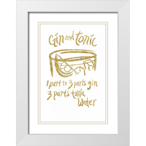 Gin and Tonic gold White Modern Wood Framed Art Print with Double Matting by PI Studio