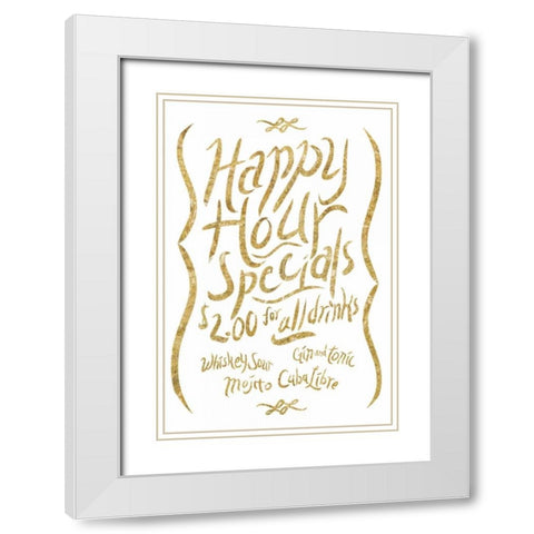 Happy Hour 2 gold White Modern Wood Framed Art Print with Double Matting by PI Studio