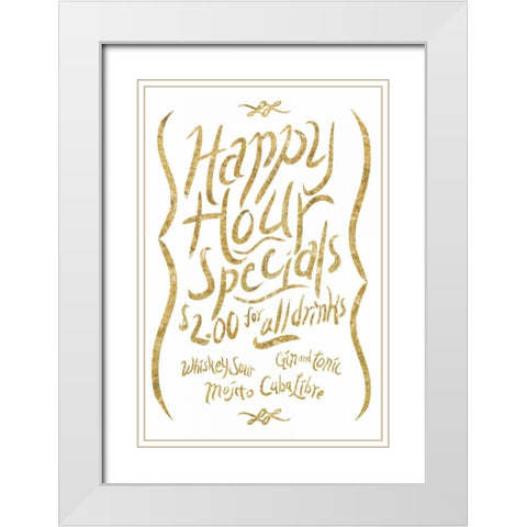 Happy Hour 2 gold White Modern Wood Framed Art Print with Double Matting by PI Studio