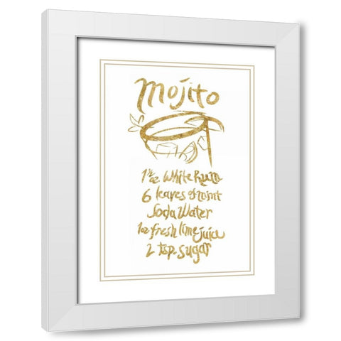 Mojito Gold White Modern Wood Framed Art Print with Double Matting by PI Studio