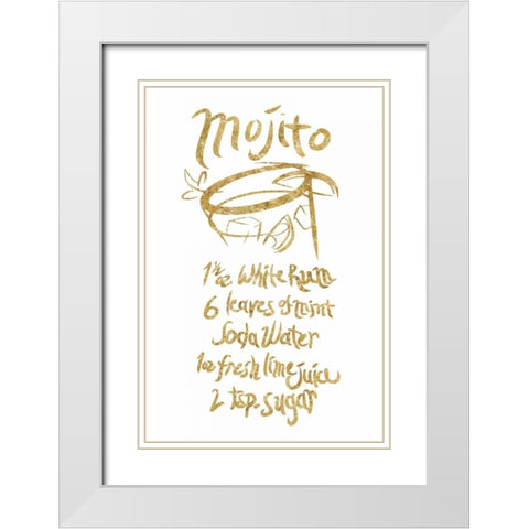 Mojito Gold White Modern Wood Framed Art Print with Double Matting by PI Studio