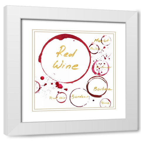 Red Wine Gold White Modern Wood Framed Art Print with Double Matting by PI Studio