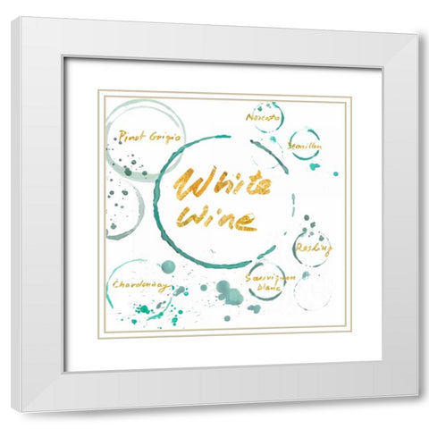 White Wine Gold White Modern Wood Framed Art Print with Double Matting by PI Studio