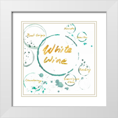 White Wine Gold White Modern Wood Framed Art Print with Double Matting by PI Studio