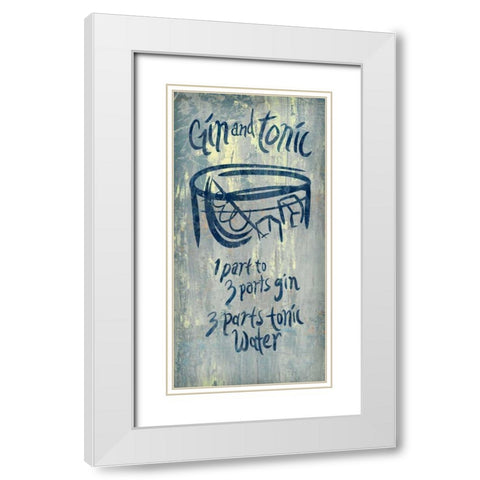 Gin and Tonic Blue White Modern Wood Framed Art Print with Double Matting by PI Studio