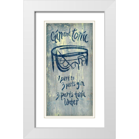 Gin and Tonic Blue White Modern Wood Framed Art Print with Double Matting by PI Studio