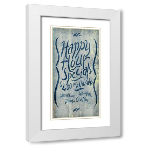 Happy Hour Blue  White Modern Wood Framed Art Print with Double Matting by PI Studio