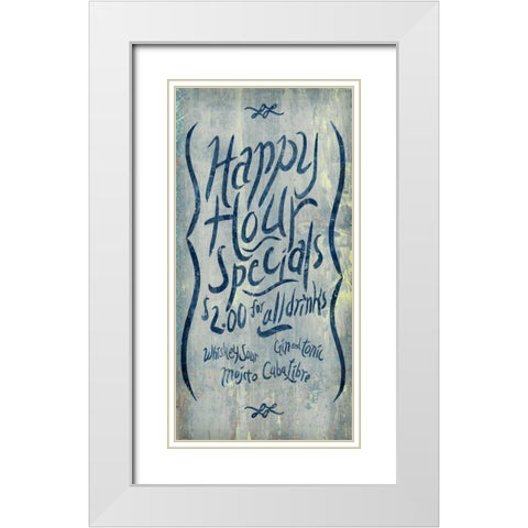 Happy Hour Blue  White Modern Wood Framed Art Print with Double Matting by PI Studio