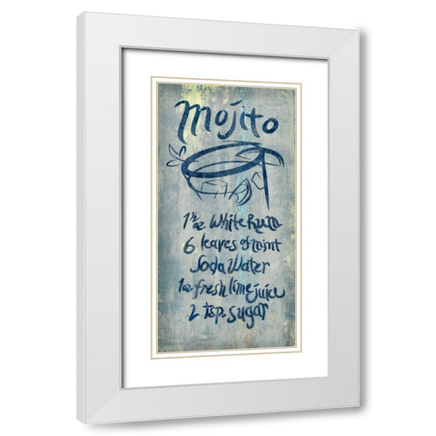 Mojito Blue White Modern Wood Framed Art Print with Double Matting by PI Studio