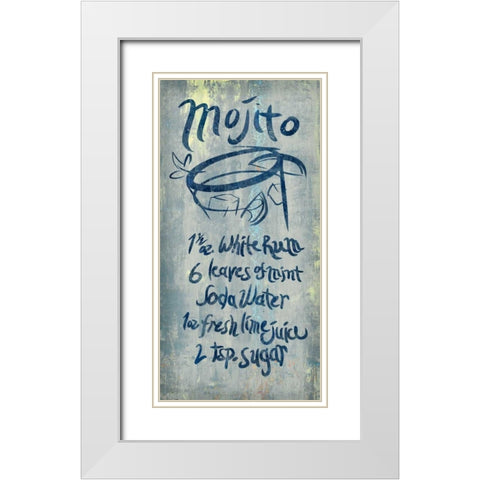 Mojito Blue White Modern Wood Framed Art Print with Double Matting by PI Studio