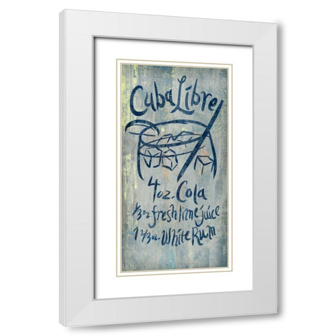 Cuba Libre Blue White Modern Wood Framed Art Print with Double Matting by PI Studio