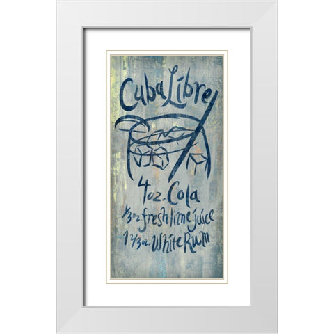 Cuba Libre Blue White Modern Wood Framed Art Print with Double Matting by PI Studio