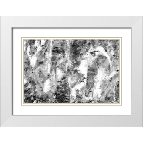 Black and White Abstract III White Modern Wood Framed Art Print with Double Matting by PI Studio