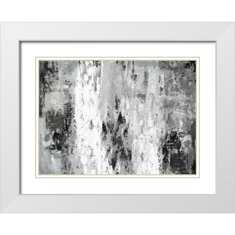 Black and White Abstract IV White Modern Wood Framed Art Print with Double Matting by PI Studio