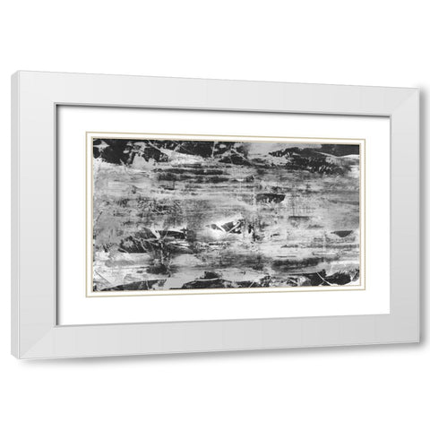 Black and White Abstract V White Modern Wood Framed Art Print with Double Matting by PI Studio