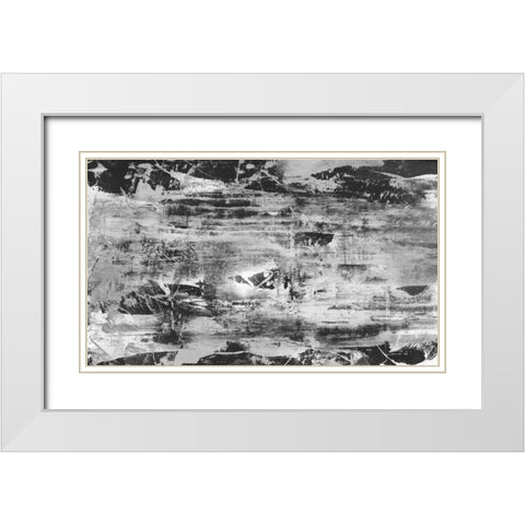 Black and White Abstract V White Modern Wood Framed Art Print with Double Matting by PI Studio