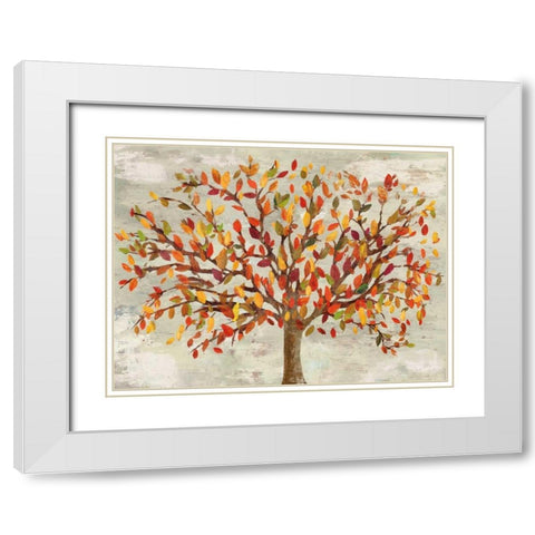 Fall Foliage White Modern Wood Framed Art Print with Double Matting by PI Studio