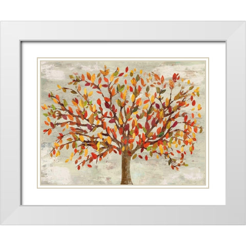 Fall Foliage White Modern Wood Framed Art Print with Double Matting by PI Studio