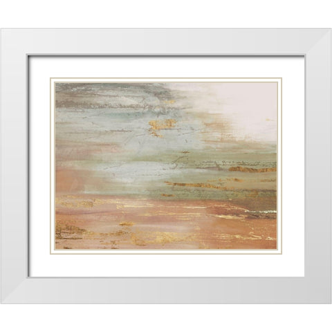 Gold and Blush Coast White Modern Wood Framed Art Print with Double Matting by PI Studio