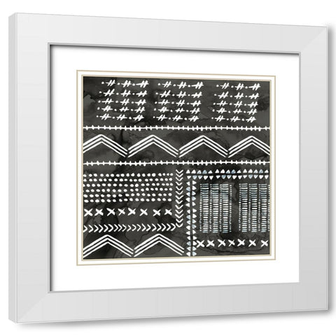 African III Black Version White Modern Wood Framed Art Print with Double Matting by PI Studio