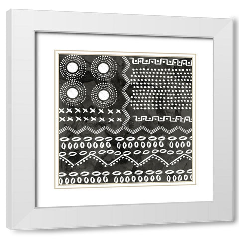 African IV  Black Version White Modern Wood Framed Art Print with Double Matting by PI Studio