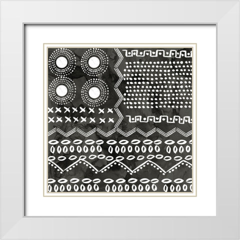 African IV  Black Version White Modern Wood Framed Art Print with Double Matting by PI Studio