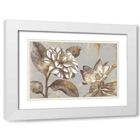 Magnolia Blooms White Modern Wood Framed Art Print with Double Matting by PI Studio
