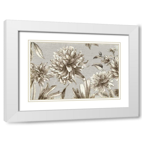 Vintage Blooms White Modern Wood Framed Art Print with Double Matting by PI Studio