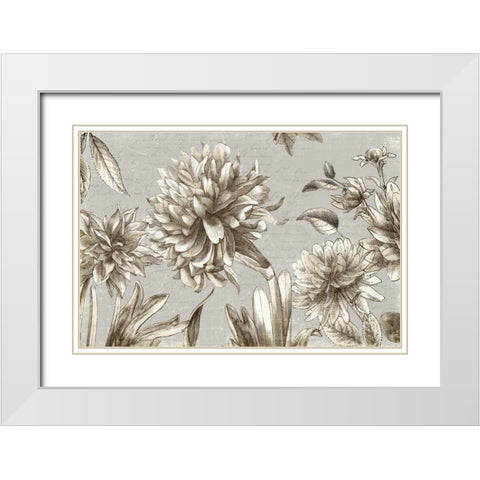 Vintage Blooms White Modern Wood Framed Art Print with Double Matting by PI Studio