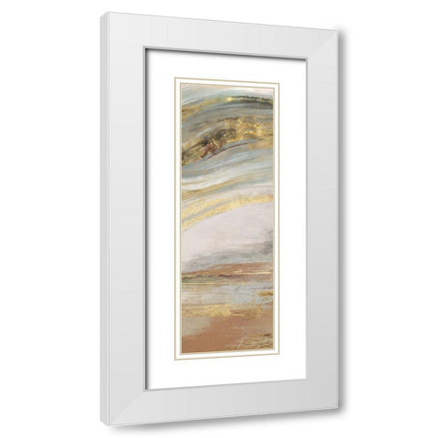 Gold Swirl I White Modern Wood Framed Art Print with Double Matting by PI Studio