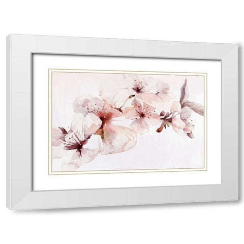 Watercolor Blossoms I White Modern Wood Framed Art Print with Double Matting by PI Studio