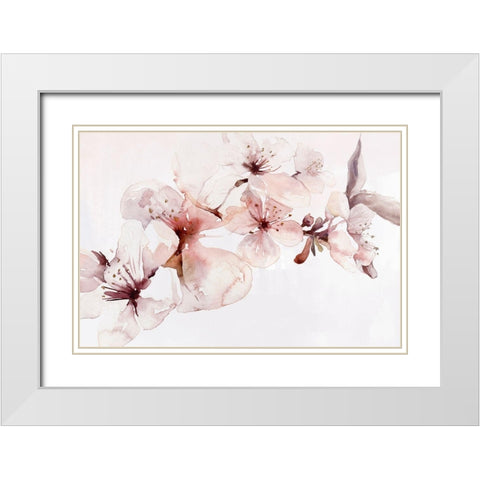 Watercolor Blossoms I White Modern Wood Framed Art Print with Double Matting by PI Studio