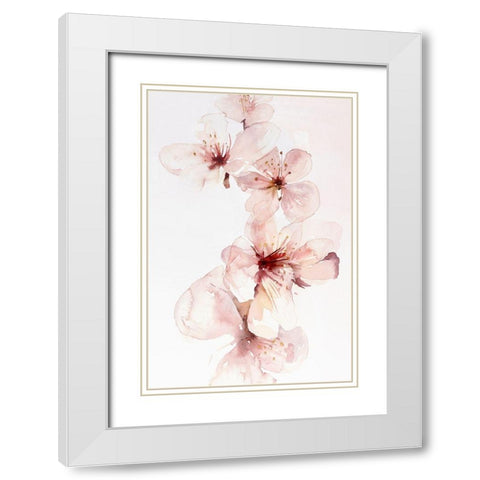 Watercolor Blossoms III White Modern Wood Framed Art Print with Double Matting by PI Studio