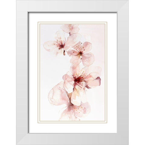 Watercolor Blossoms III White Modern Wood Framed Art Print with Double Matting by PI Studio