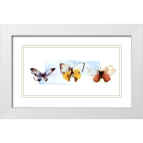 Butterfly Fly Away II  White Modern Wood Framed Art Print with Double Matting by PI Studio