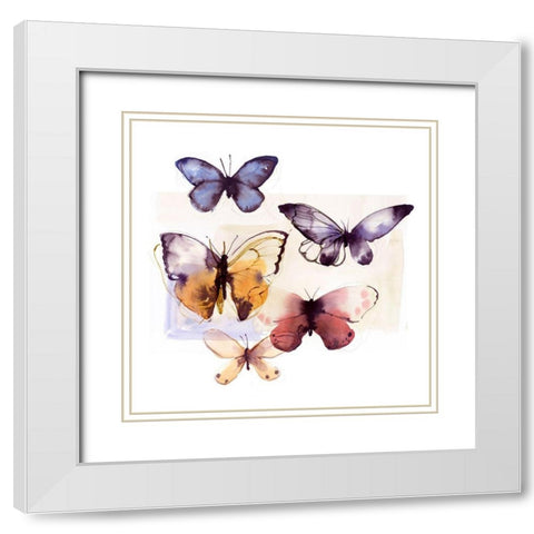 Butterfly Fly Away III  White Modern Wood Framed Art Print with Double Matting by PI Studio