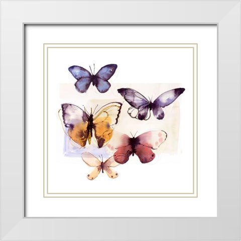 Butterfly Fly Away III  White Modern Wood Framed Art Print with Double Matting by PI Studio