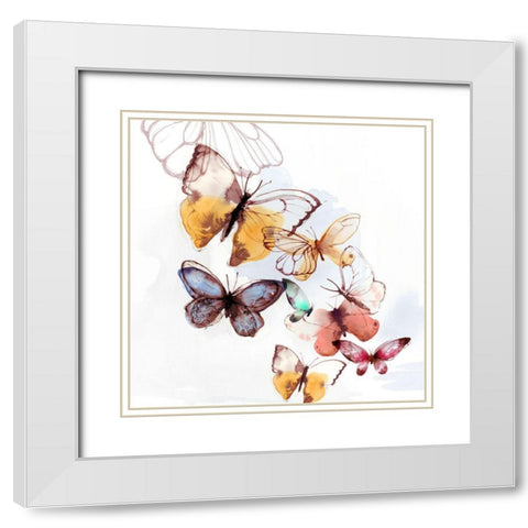 Butterfly Fly Away I  White Modern Wood Framed Art Print with Double Matting by PI Studio