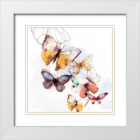 Butterfly Fly Away I  White Modern Wood Framed Art Print with Double Matting by PI Studio