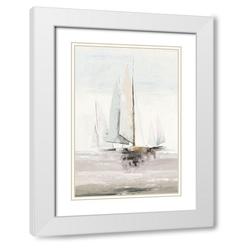 Sailing Home White Modern Wood Framed Art Print with Double Matting by PI Studio