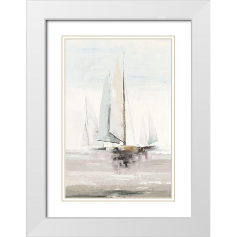 Sailing Home White Modern Wood Framed Art Print with Double Matting by PI Studio