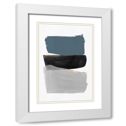 Stacked Blocks White Modern Wood Framed Art Print with Double Matting by PI Studio